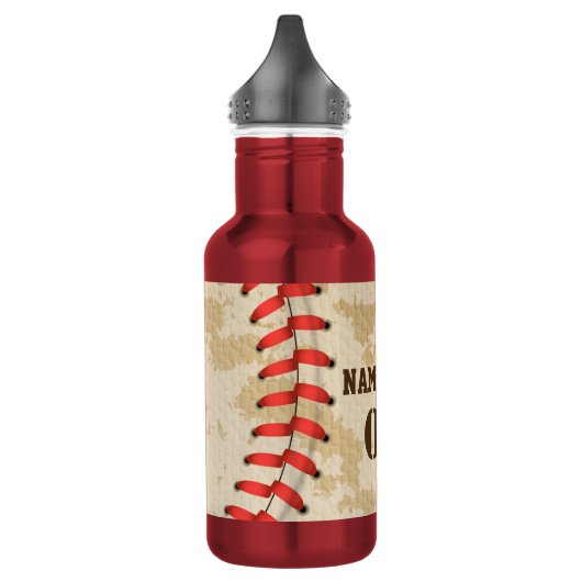 Aangepaste  Baseball Name Number Retro Waterfles (Links)