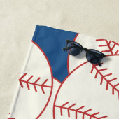 Aangepaste Baseball Pattern Blue Beach Towel Strandlaken (In situ)