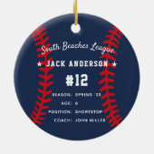 Aangepaste Baseball Photo & Player Stats Keramisch Ornament (Achterkant)