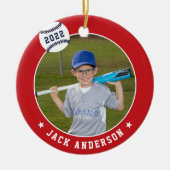 Aangepaste Baseball Photo & Player Stats Keramisch Ornament (Voorkant)