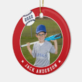 Aangepaste Baseball Photo & Player Stats Keramisch Ornament (Links)