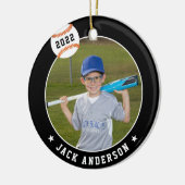 Aangepaste Baseball Photo & Player Stats Keramisch Ornament (Links)