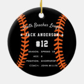 Aangepaste Baseball Photo & Player Stats Keramisch Ornament (Achterkant)