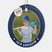 Aangepaste Baseball Photo & Player Stats Keramisch Ornament (Links)