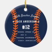Aangepaste Baseball Photo & Player Stats Keramisch Ornament (Achterkant)