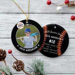 Aangepaste Baseball Photo & Player Stats Keramisch Ornament