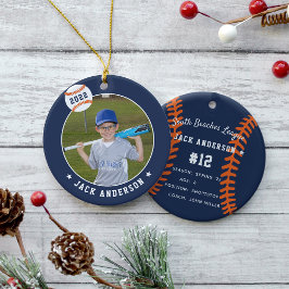 Aangepaste Baseball Photo & Player Stats Keramisch Ornament