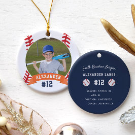 Aangepaste Baseball Photo & Player Stats Keramisch Ornament