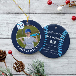 Aangepaste Baseball Photo & Player Stats Keramisch Ornament