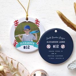 Aangepaste Baseball Photo & Player Stats Keramisch Ornament