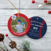 Aangepaste Baseball Photo & Player Stats Keramisch Ornament