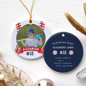 Aangepaste Baseball Photo & Player Stats Keramisch Ornament