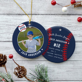 Aangepaste Baseball Photo & Player Stats Keramisch Ornament