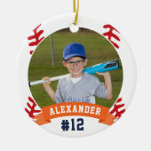 Aangepaste Baseball Photo & Player Stats Keramisch Ornament (Voorkant)