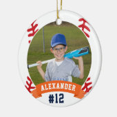 Aangepaste Baseball Photo & Player Stats Keramisch Ornament (Links)