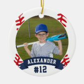 Aangepaste Baseball Photo & Player Stats Keramisch Ornament (Voorkant)