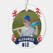 Aangepaste Baseball Photo & Player Stats Keramisch Ornament (Links)