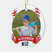 Aangepaste Baseball Photo & Player Stats Keramisch Ornament (Links)