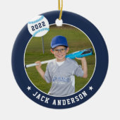 Aangepaste Baseball Photo & Player Stats Keramisch Ornament (Voorkant)