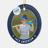 Aangepaste Baseball Photo & Player Stats Keramisch Ornament (Links)