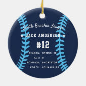 Aangepaste Baseball Photo & Player Stats Keramisch Ornament (Achterkant)