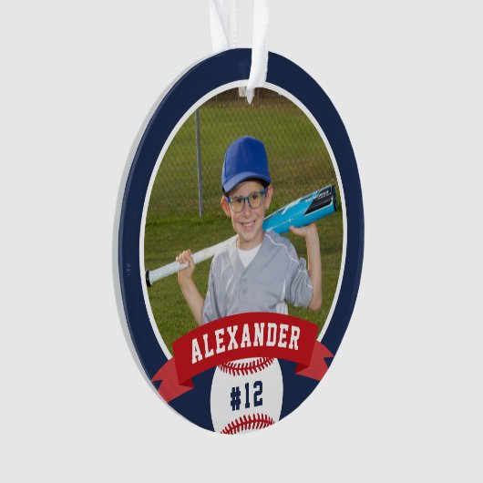 Aangepaste Baseball Photo & Player Stats Ornament (voorkant)