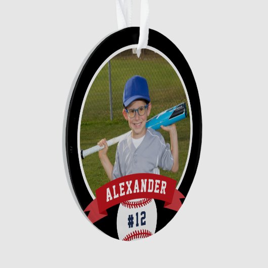Aangepaste Baseball Photo & Player Stats Ornament (voorkant)