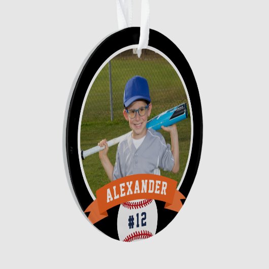 Aangepaste Baseball Photo & Player Stats Ornament (voorkant)