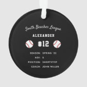 Aangepaste Baseball Photo & Player Stats Ornament (achterkant)