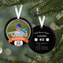 Aangepaste Baseball Photo & Player Stats Ornament
