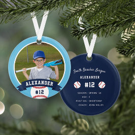Aangepaste Baseball Photo & Player Stats Ornament