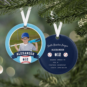 Aangepaste Baseball Photo & Player Stats Ornament