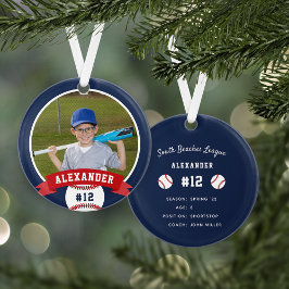 Aangepaste Baseball Photo & Player Stats Ornament