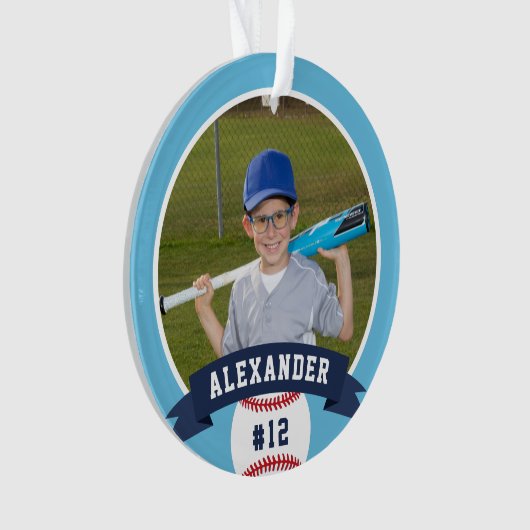 Aangepaste Baseball Photo & Player Stats Ornament (voorkant)