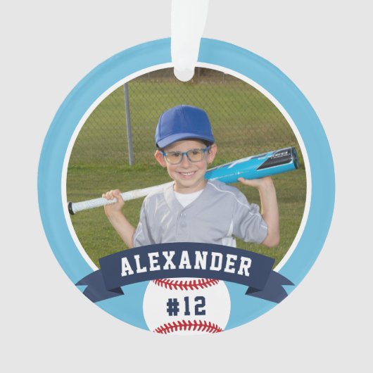 Aangepaste Baseball Photo & Player Stats Ornament (voorkant)