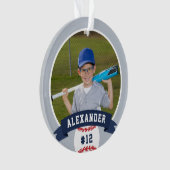 Aangepaste Baseball Photo & Player Stats Ornament (voorkant)