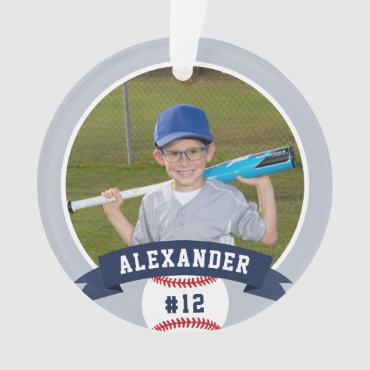 Aangepaste Baseball Photo & Player Stats Ornament (voorkant)