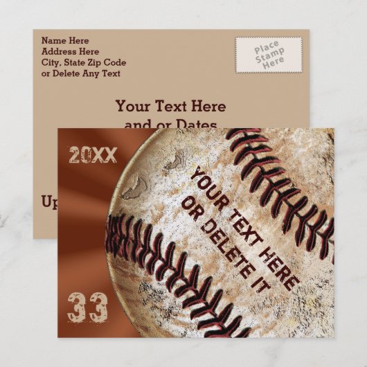 Aangepaste  Baseball Post Kaarten Uitnodigingen (Voorkant / Achterkant)