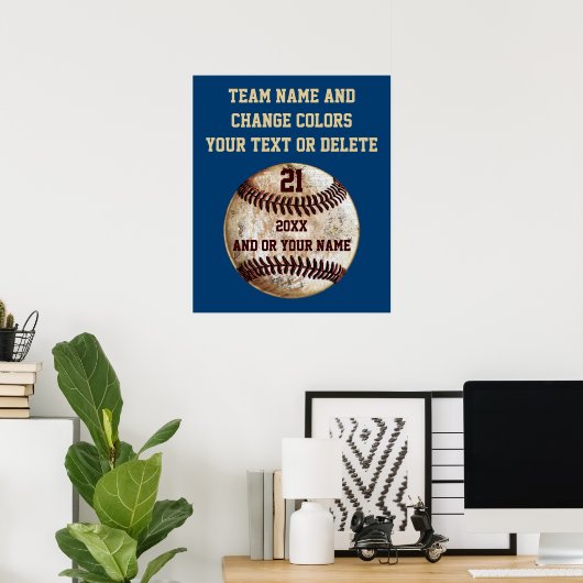 Aangepaste Baseball-Posters met Jouw tekst en KLEU Poster (Thuiskantoor)