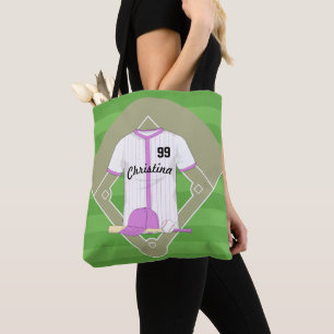 Aangepaste Baseball-roze Tote Bag