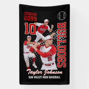 Aangepaste Baseball Speler Foto Collage Sporten Spandoek