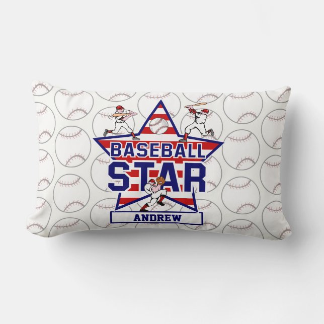 Aangepaste Baseball Star en strepen Kussen (Voorkant)
