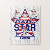 Aangepaste Baseball Star en strepen Legpuzzel (Verticaal)