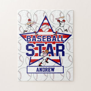 Aangepaste Baseball Star en strepen Legpuzzel