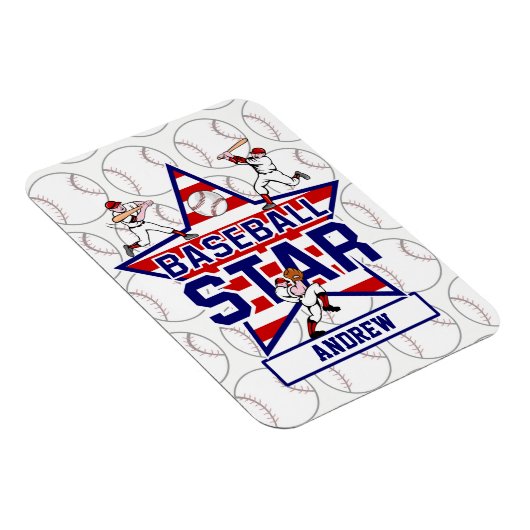 Aangepaste Baseball Star en strepen Magneet (Rechterzijde)