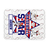 Aangepaste Baseball Star en strepen Magneet (Horizontaal)
