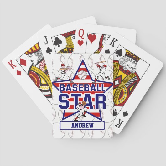 Aangepaste Baseball Star en strepen Pokerkaarten (Achterkant)