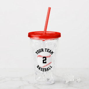 Aangepaste Baseball Team Name & Player Number Spor Acryl Drinkbeker