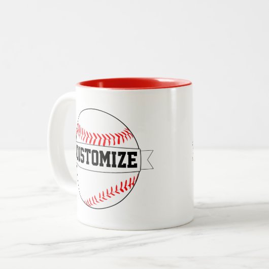 Aangepaste Baseball-teamnaam en kleurensport venti Tweekleurige Koffiemok (Voorkant links)