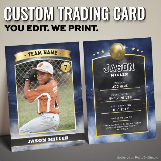 Aangepaste Baseball Trading Kaart Blue Gold Stadiu Contactkaartje